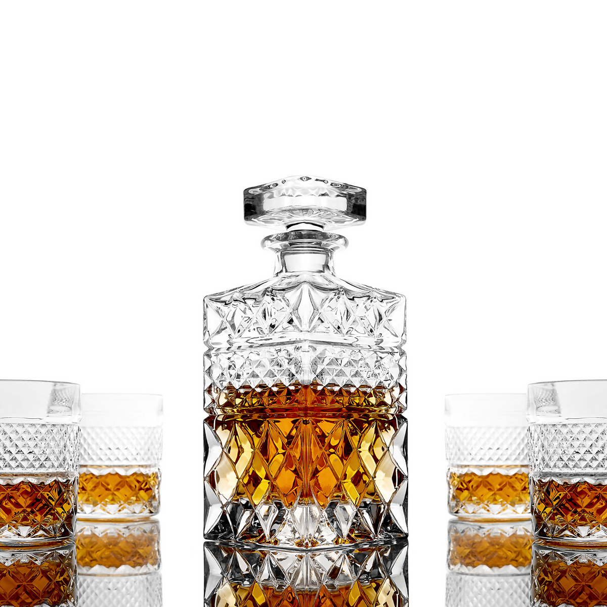 Set de regalo de decantador de whisky con 4 vasos y piedras enfriadoras artesanales