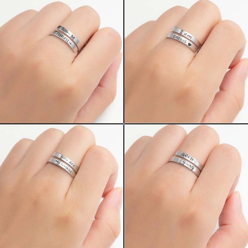 Doble Anillo Inglés Retro de Acero Inoxidable